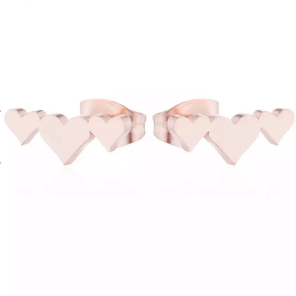 Rose Gold Filled Triple Heart Earrings